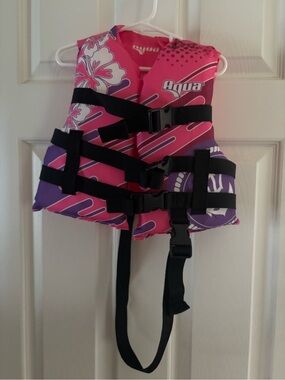 Aqua Pink and Purple Floral Kids Life Vest
